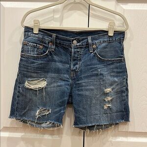 LEVI STRAUSS & CO 501 Distressed Denim 6” Shorts Blue Size 27
